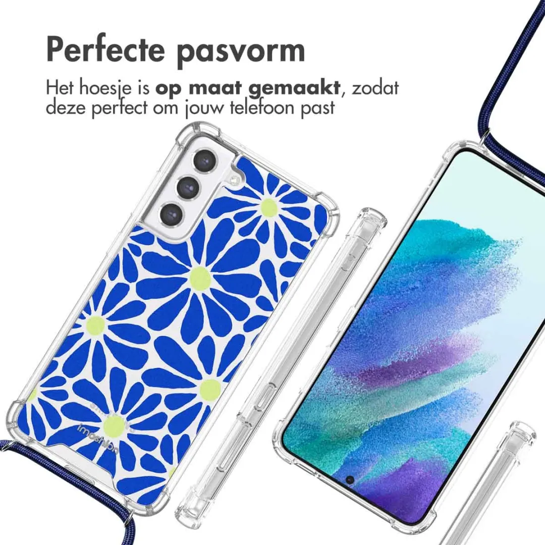 Imoshion Hoesje Samsung Galaxy S21 FE - Cobalt Blue Flowers Connect