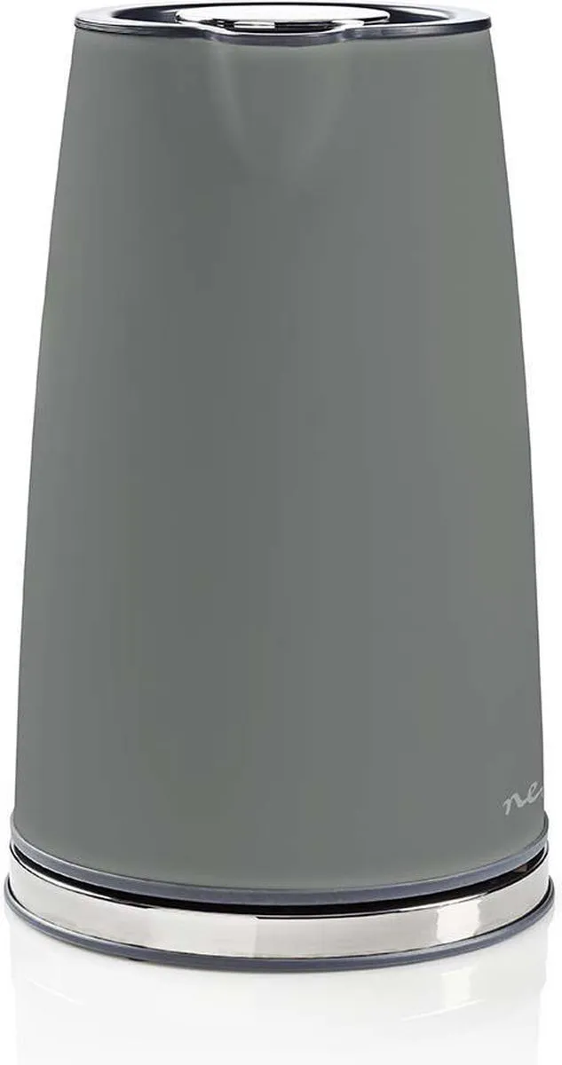 Nedis Waterkoker - 1.7 l - Soft-Touch - Grijs - 360 graden draaibaar - Verborgen verwarmingselement - Strix-controller - Droogkookbeveiliging