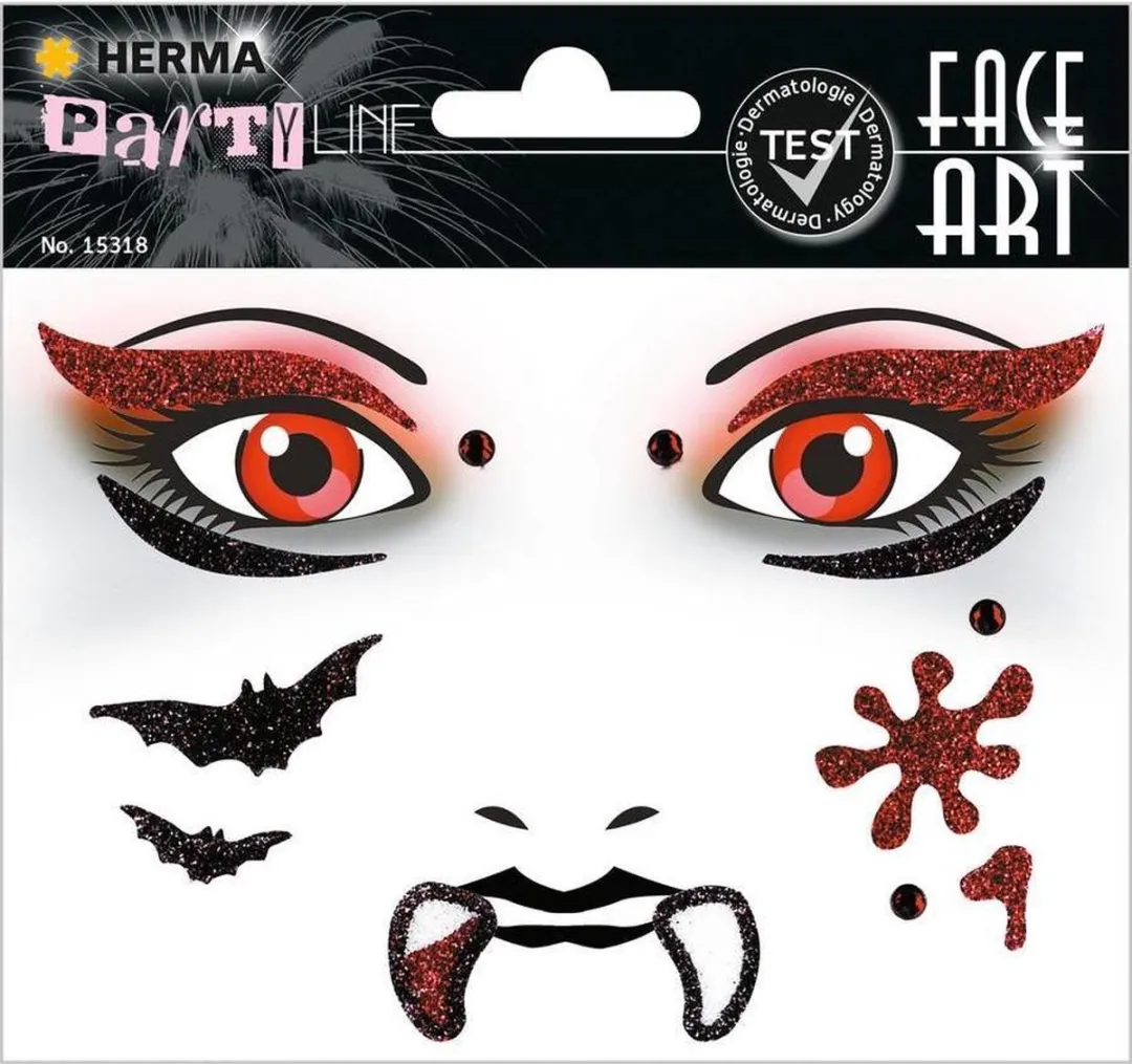 Herma Face Art Glitter Sticker Halloween Vampier - Multi