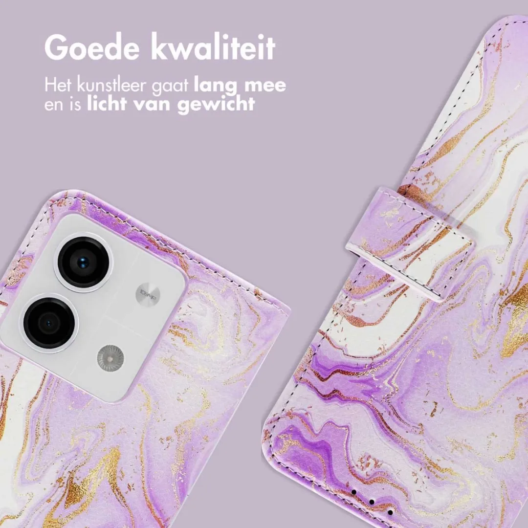 Imoshion Hoesje Xiaomi Redmi Note 13 Purple Marble - 3 Pasjes