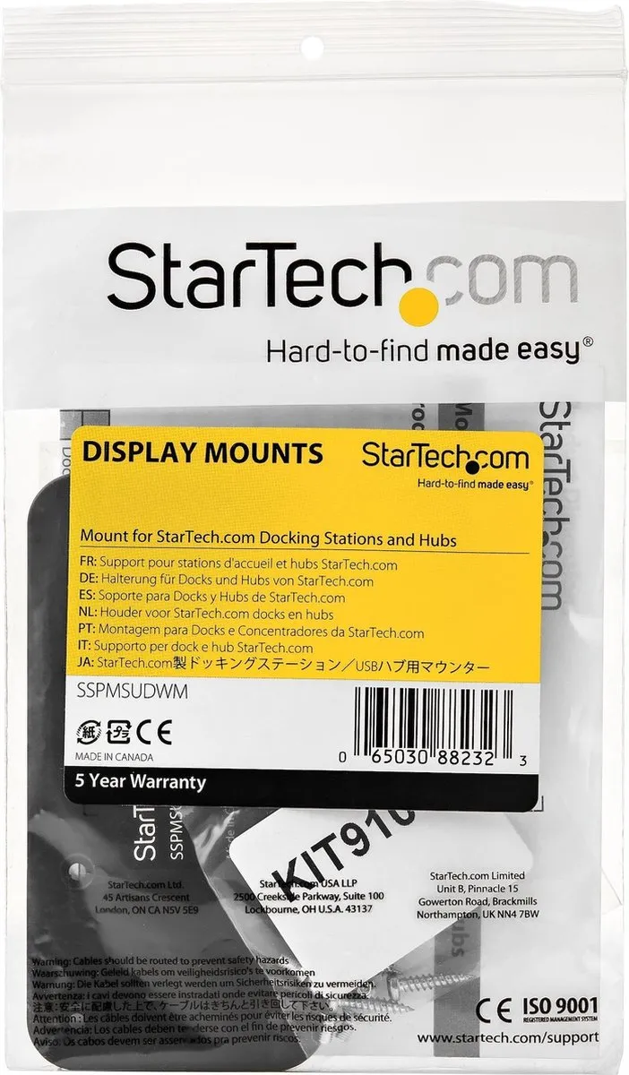 Startech SSPMSUDWM Docking Station Montagebeugel - Zwart