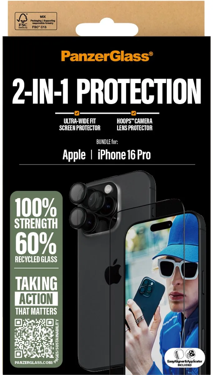 PanzerGlass iPhone 16 Pro 2-in-1 Screenprotector - 2 Stuks