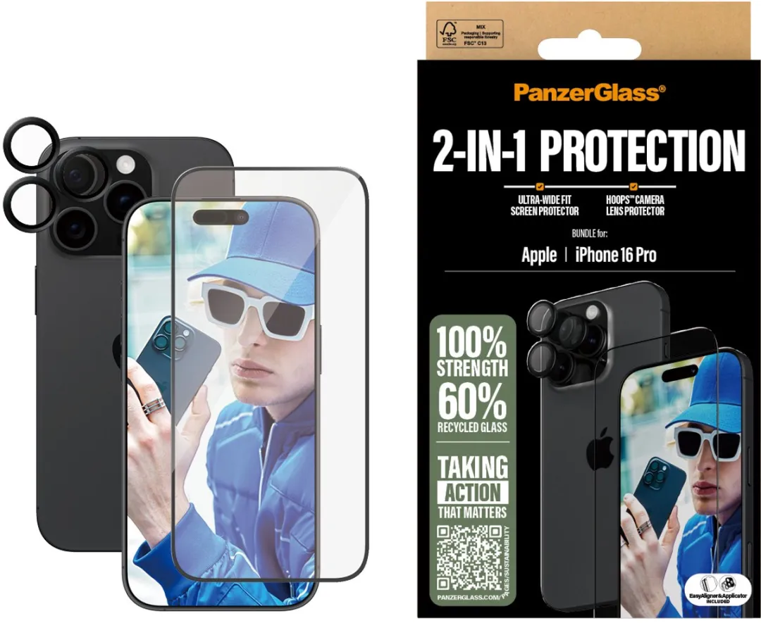 PanzerGlass iPhone 16 Pro 2-in-1 Screenprotector - 2 Stuks - afbeelding 6 van 6