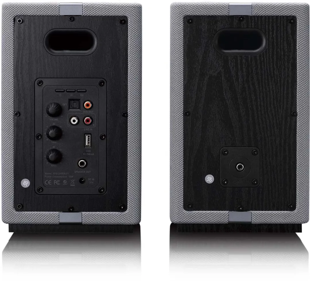 Lenco SPB-240BKGY Boekenplankluidsprekers - 80W - 2 Stuks - Zwart/Grijs