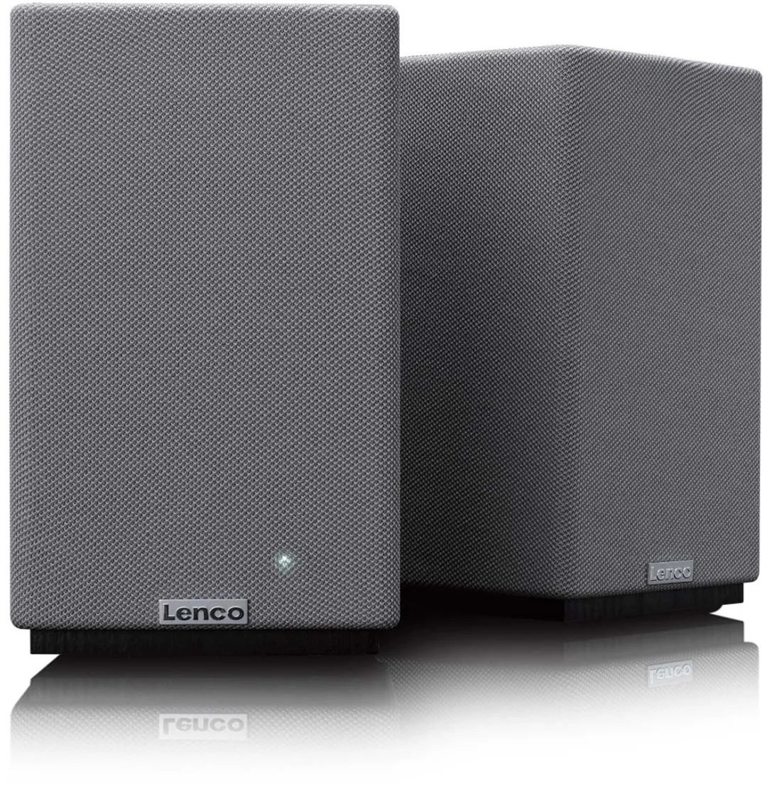 Lenco SPB-240BKGY Boekenplankluidsprekers - 80W - 2 Stuks - Zwart/Grijs