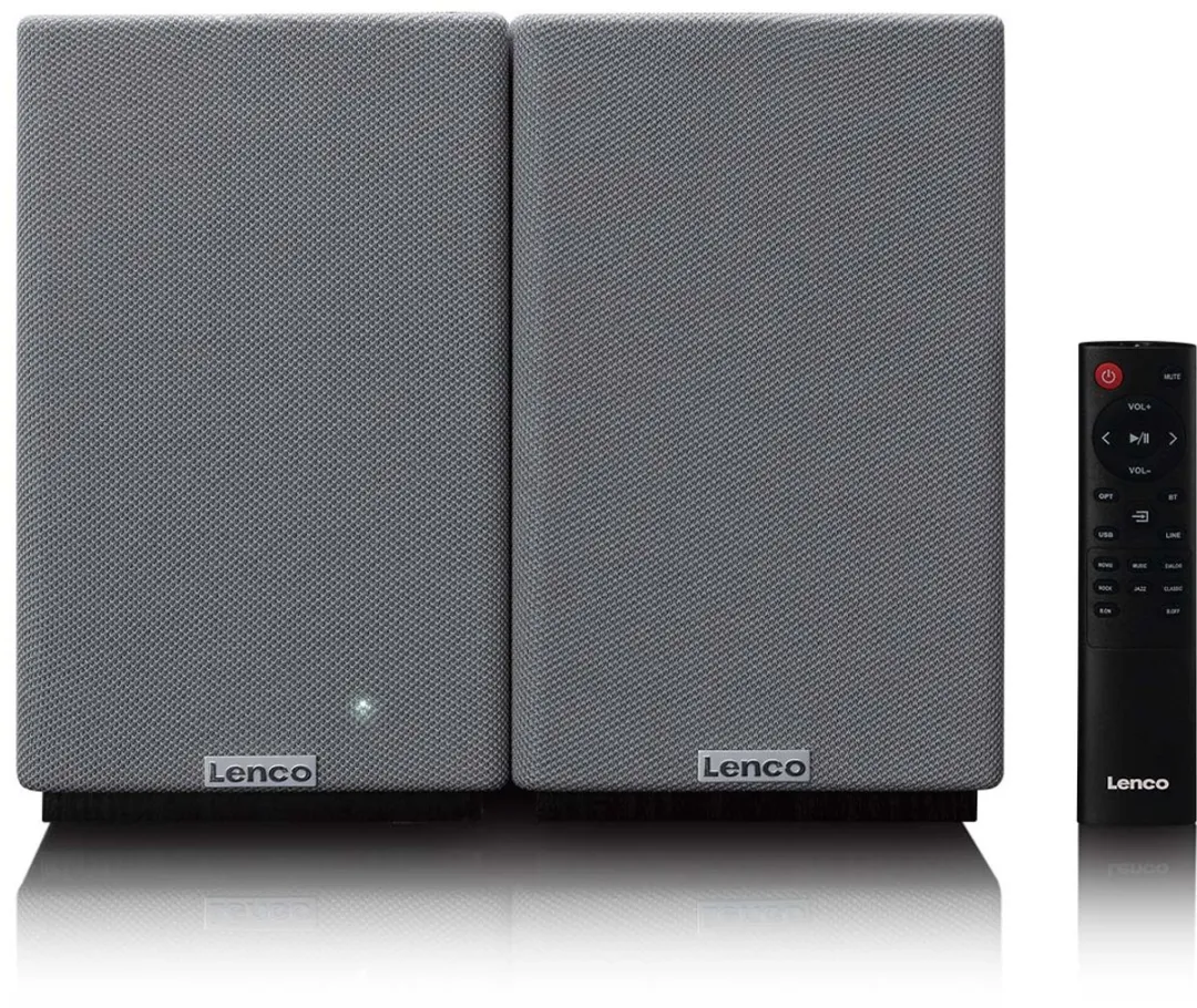Lenco SPB-240BKGY Boekenplankluidsprekers - 80W - 2 Stuks - Zwart/Grijs