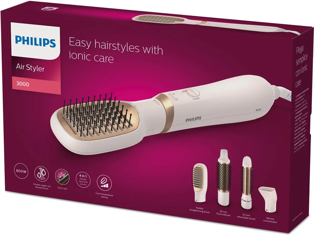 Philips BHA310/00 Warmteborstellaar 800W - 2 Temperaturen - 5 Opzetstukken