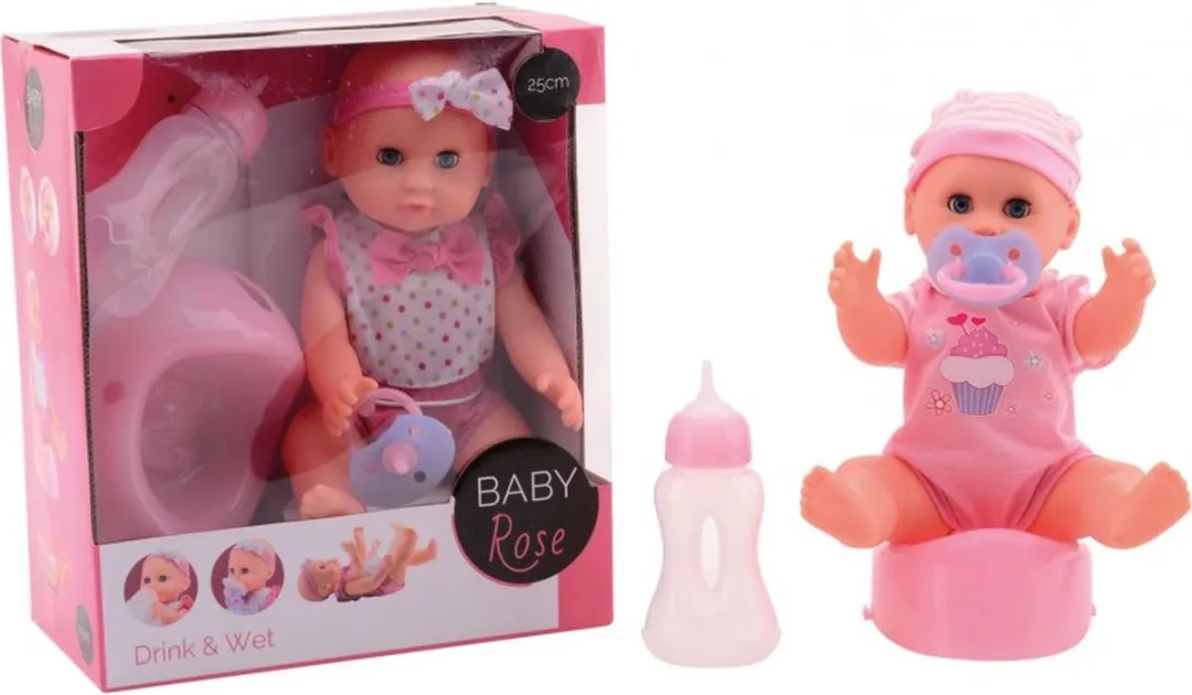 Johntoy Baby Rose Drink- en Plaspop 25cm JT27546 - Multi - afbeelding 6 van 6