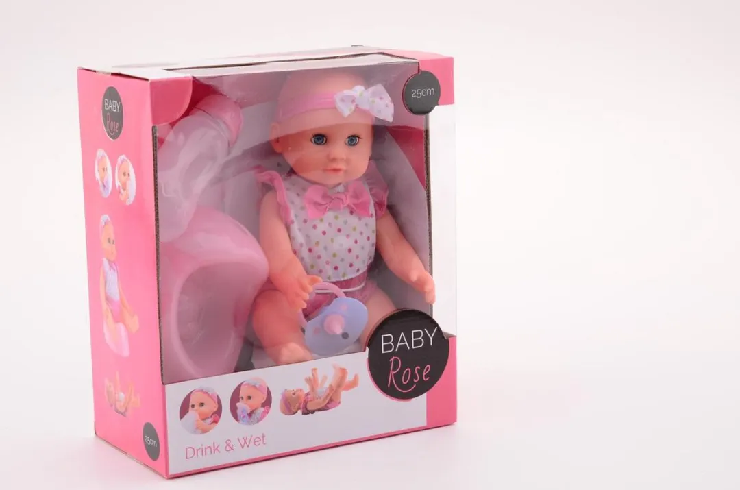 Johntoy Baby Rose Drink- en Plaspop 25cm JT27546 - Multi - afbeelding 3 van 6