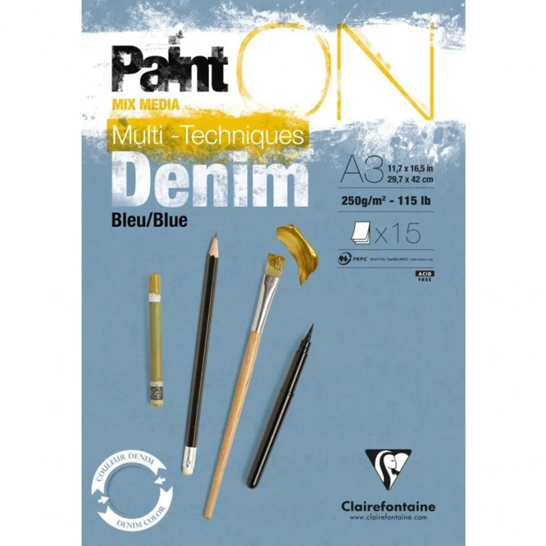 Clairefontaine Paint ON Multi-Techniek Pad Denim Blue A4 - 15 Vel