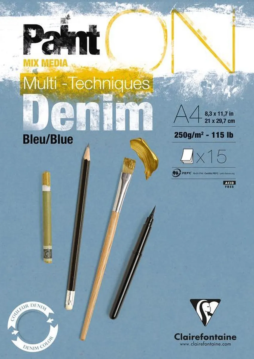 Clairefontaine Paint ON Multi-Techniek Pad Denim Blue A4