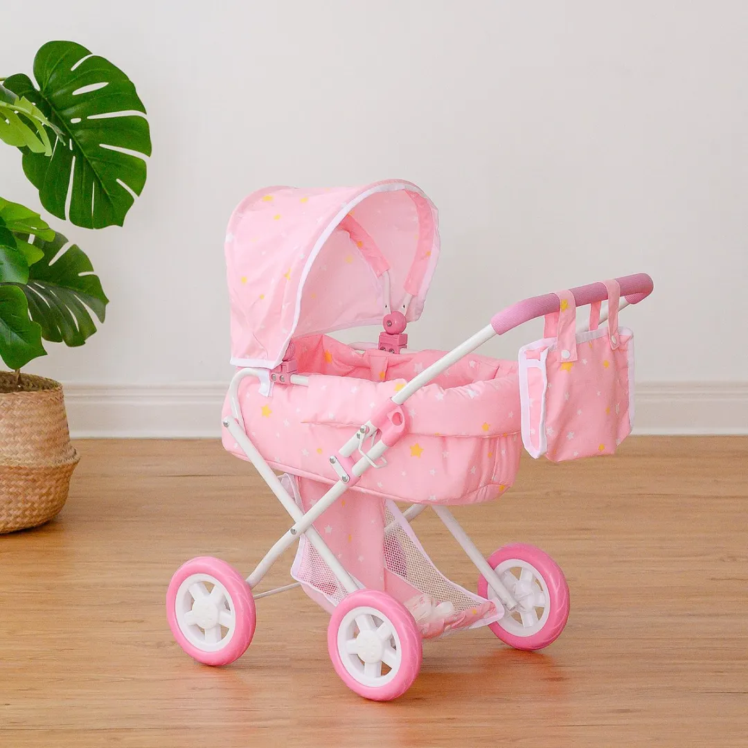 Teamson Kids Luxe Poppenwagen OL-00011 - Roze/Wit