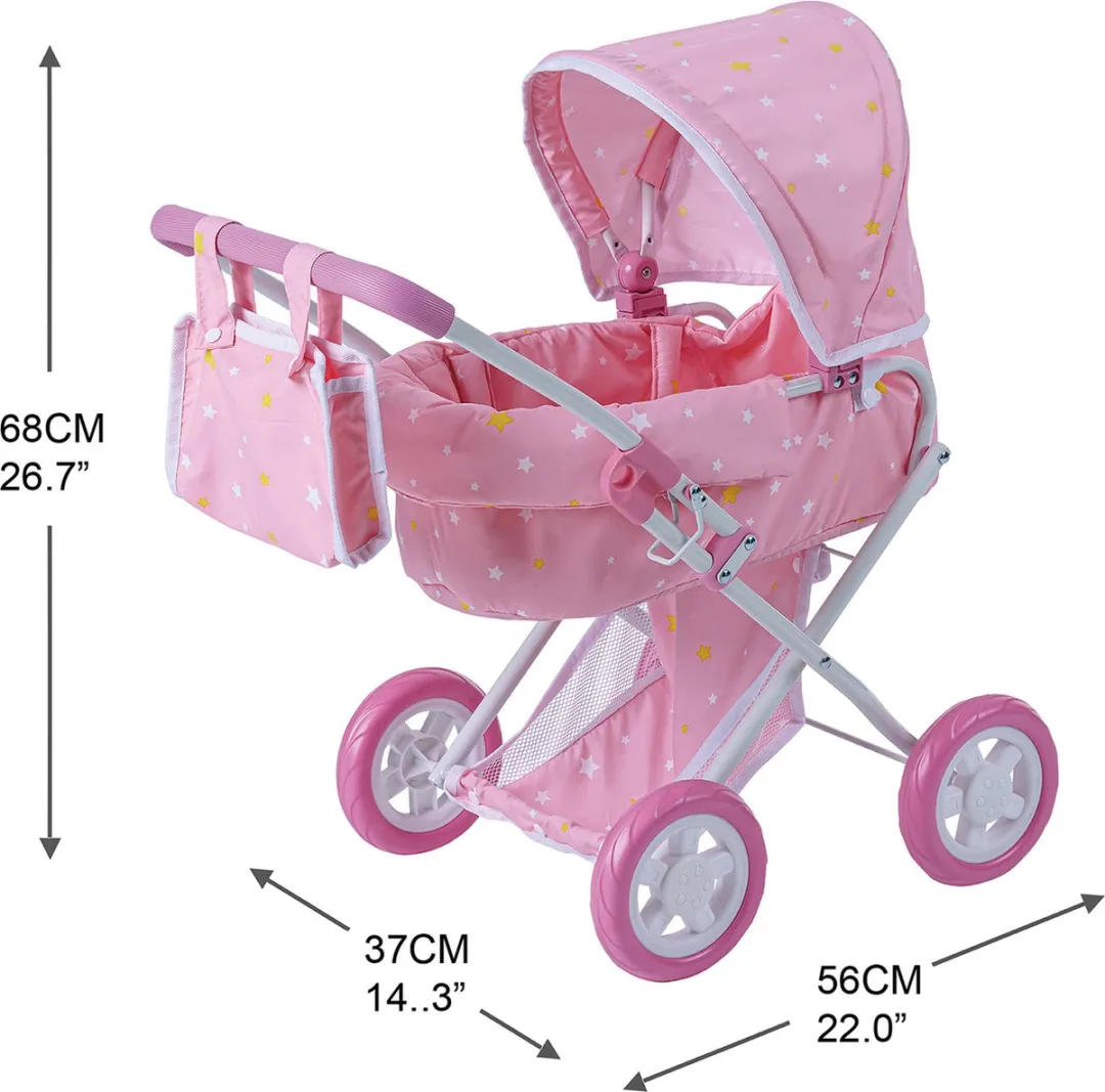 Teamson Kids Luxe Poppenwagen OL-00011 - Roze/Wit