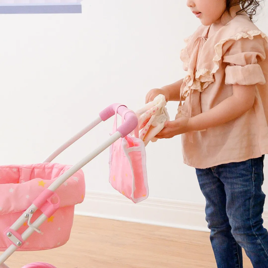 Teamson Kids Luxe Poppenwagen OL-00011 - Roze/Wit