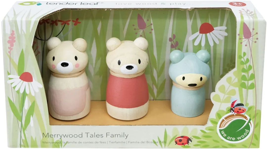Tender Leaf Toys Bear Tales Junior Speelfiguren 3-delig - Groen/Rood/Rozig