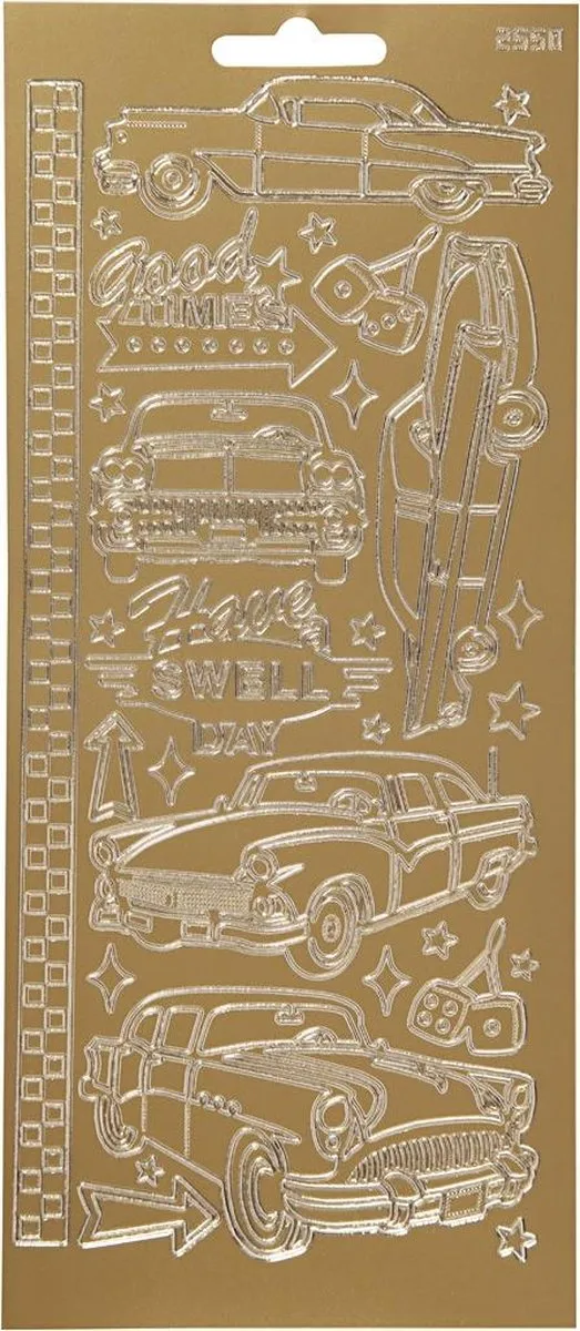 Creativ Company Auto Thema Goud Stickers - 12 Stuks