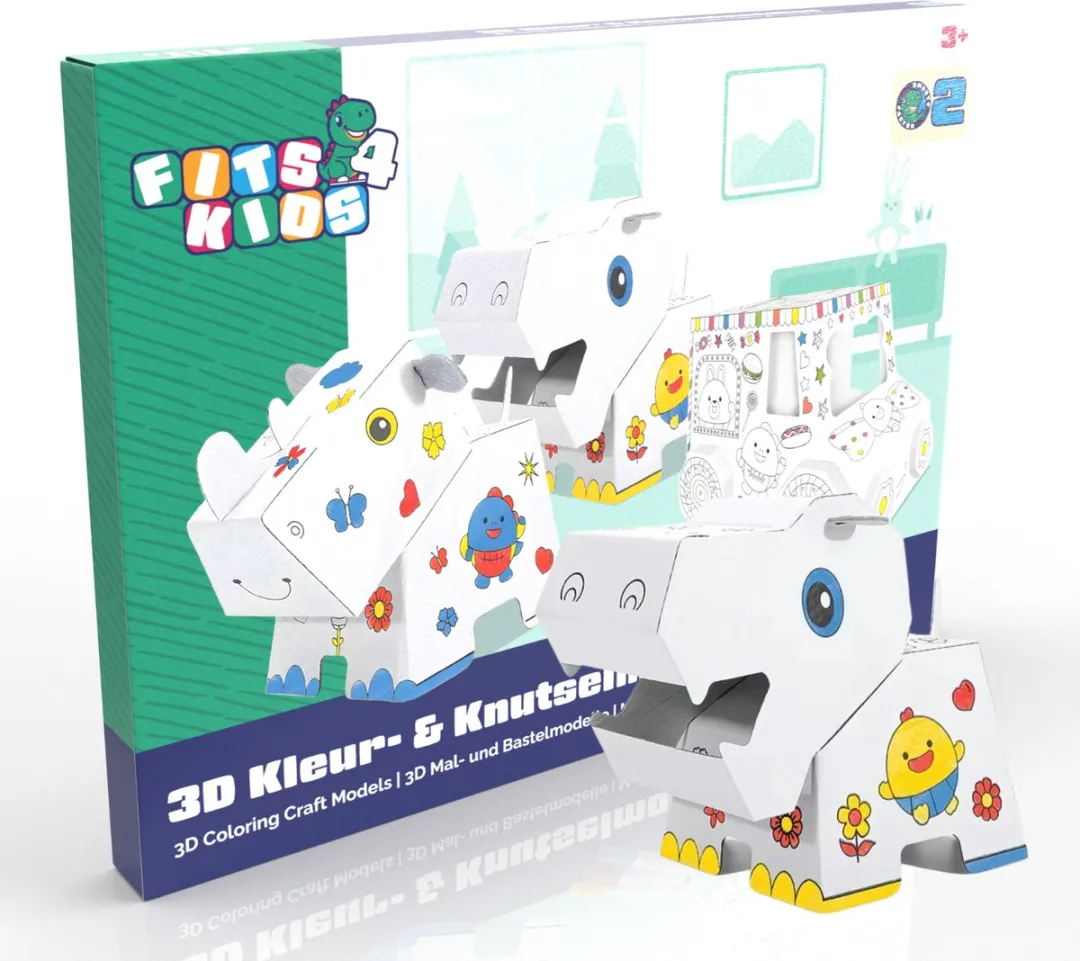Fits4kids Knutselset Nijlpaard Kartonnen DIY Bouwset