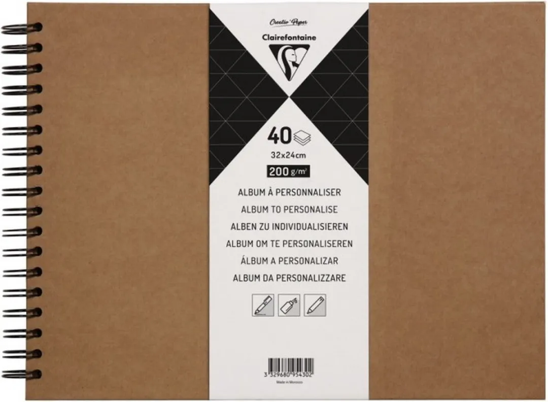 Clairefontaine Spiraal Schetsboek A3 - 40 Pagina's - Bruin Kraft - 200g