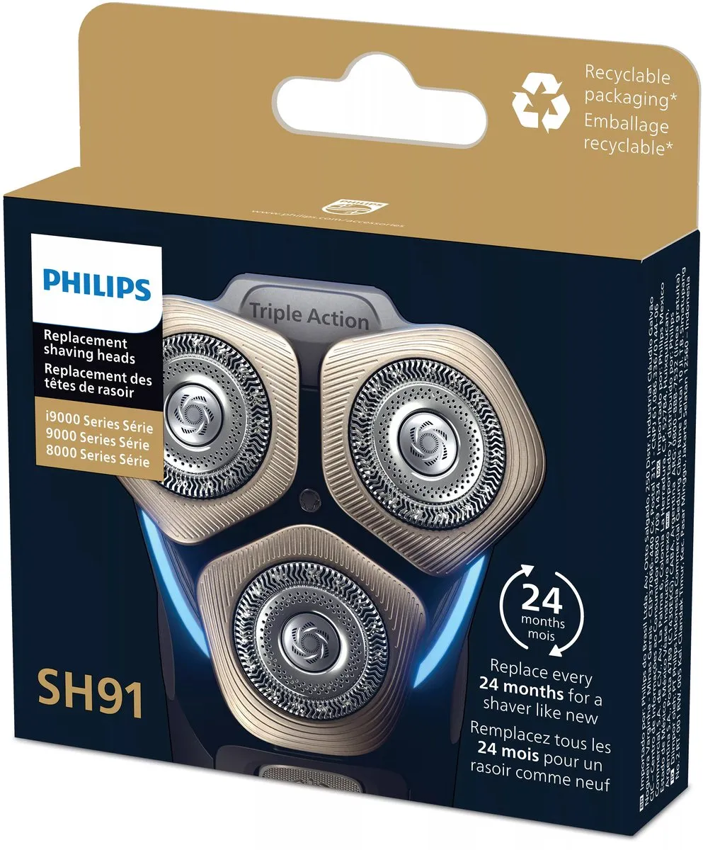 Philips 9000 Serie SH91/50 Scheerkoppen - 3 Stuks - Blauw - afbeelding 6 van 6
