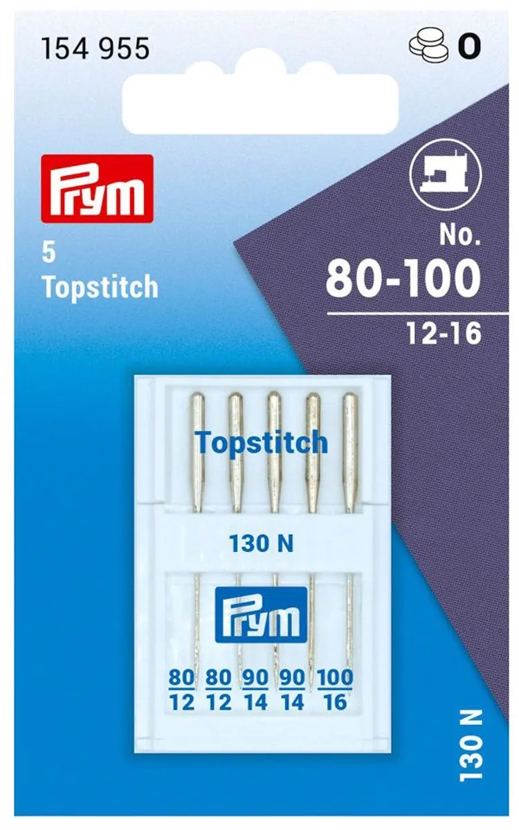 Prym Sys. 130N/MET Naaimachinenaalden Topstitch/Metallic 80-100 - 5 Stuks