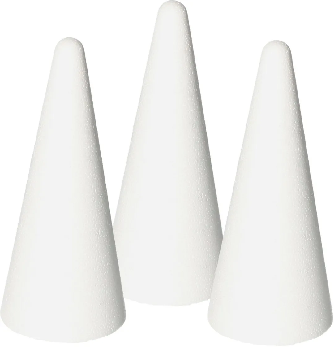 Rayher Piepschuim Kegels 3 Stuks - H21cm - Wit