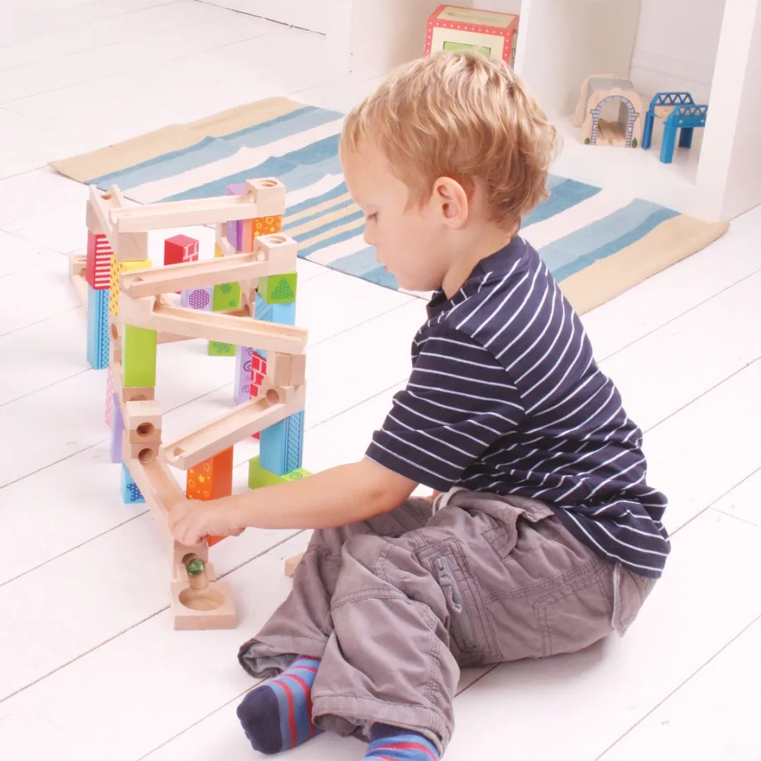BIGJIGS Houten Knikkerbaan 53-delig - Multicolor