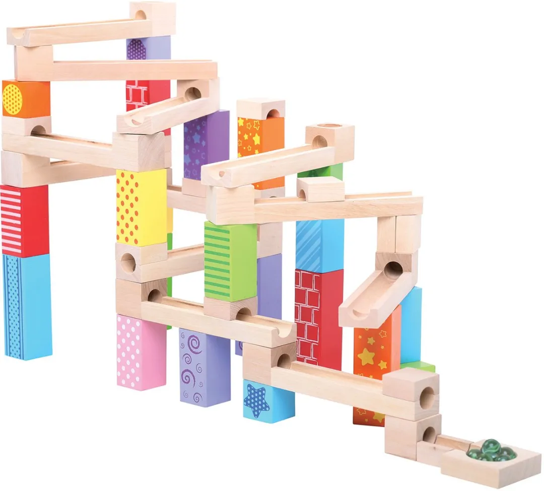 BIGJIGS Houten Knikkerbaan 53-delig - Multicolor