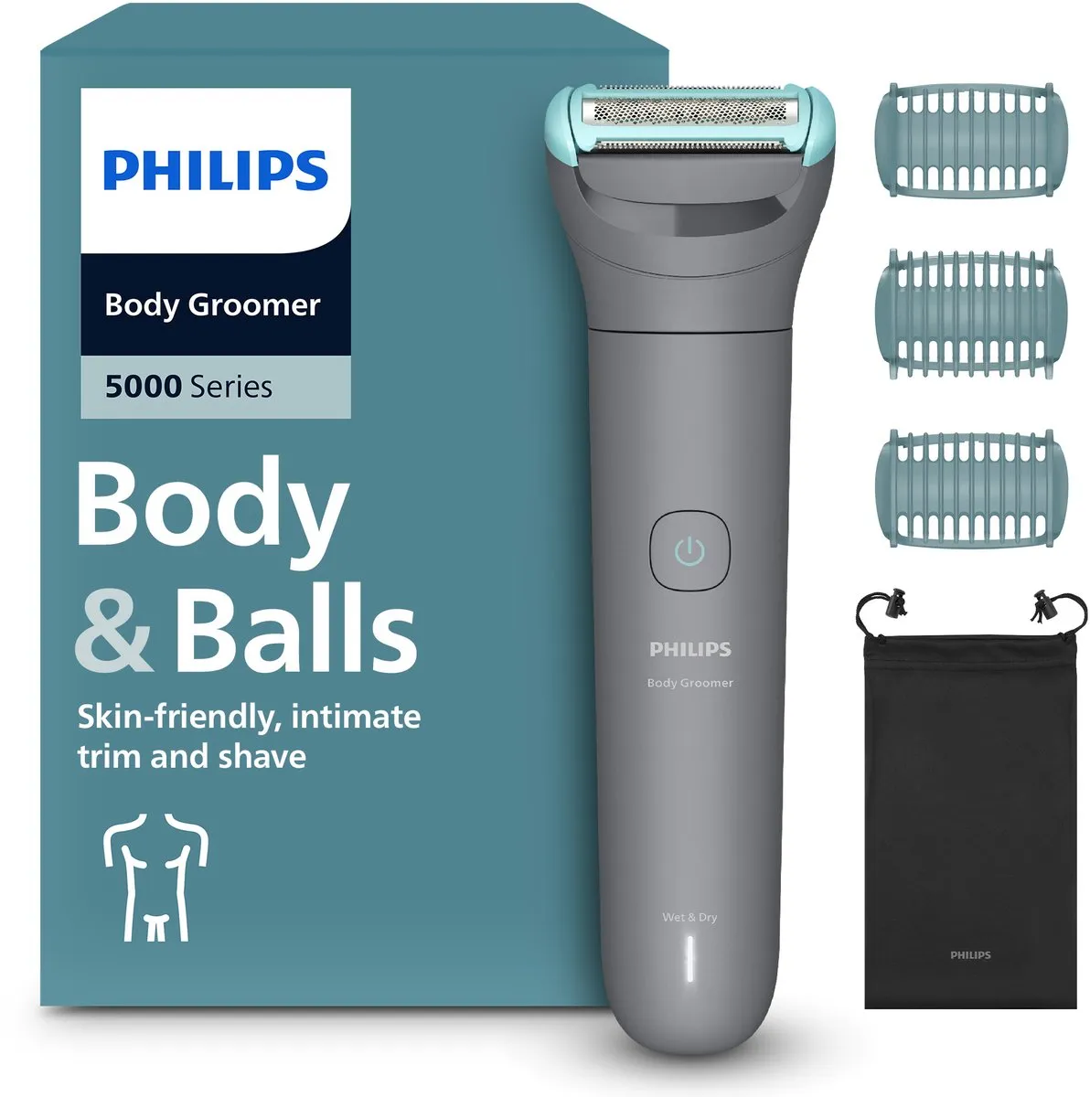 Philips Series 3000 Bodygroomer mannen - Body Trimmer - 3 extra Trimkammen - Opbergzakje - BG3485/15