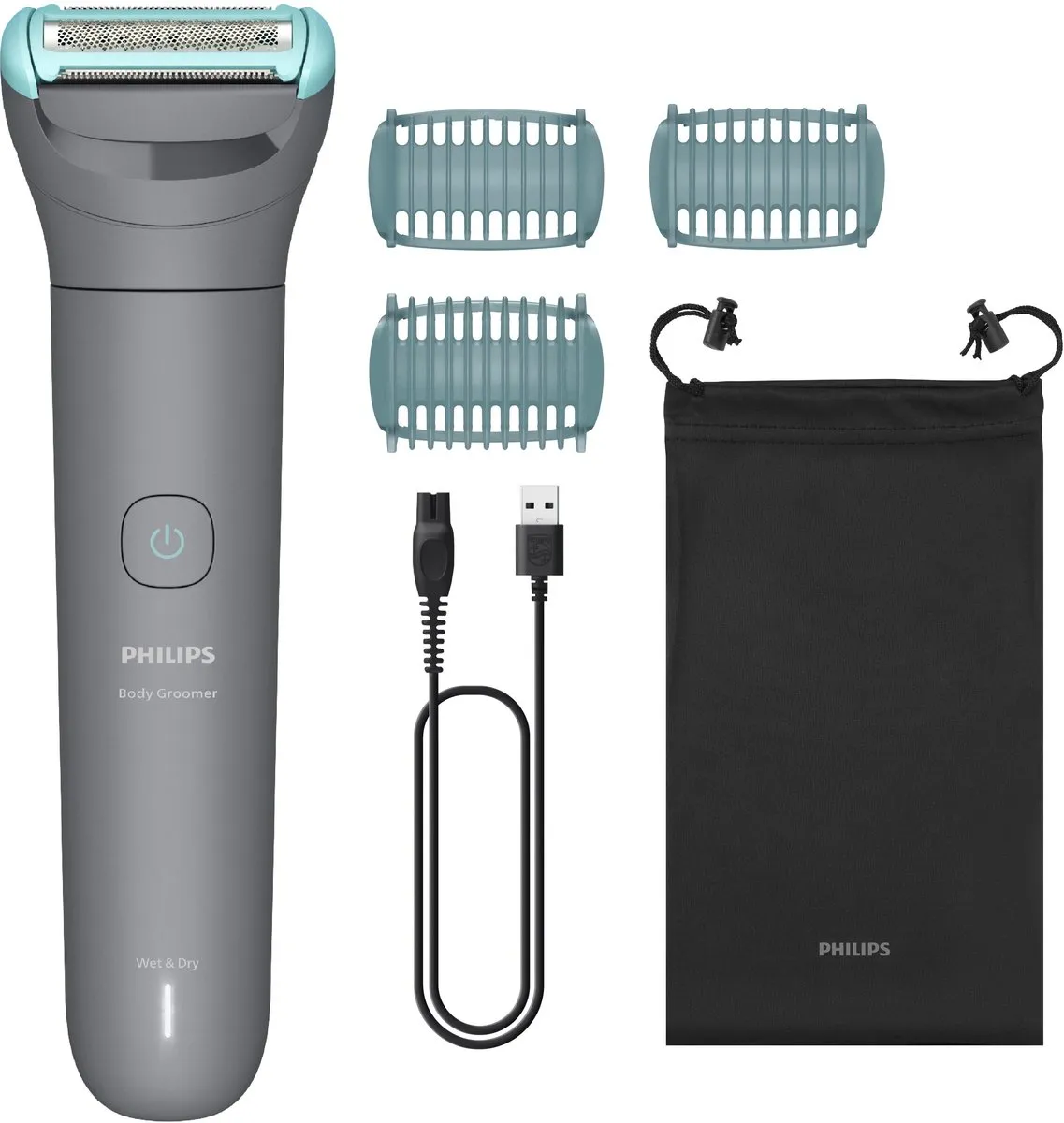 Philips Series 3000 Bodygroomer mannen - Body Trimmer - 3 extra Trimkammen - Opbergzakje - BG3485/15