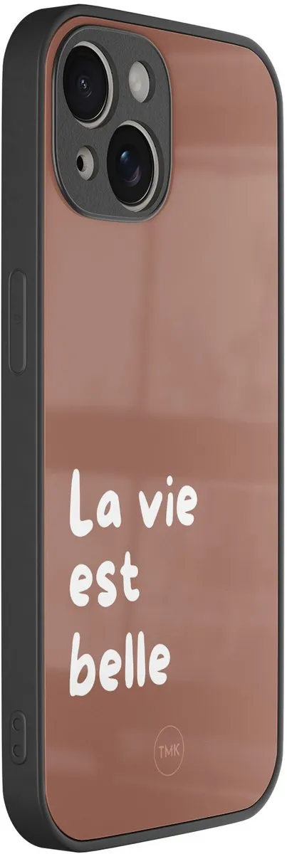 Casevibes iPhone 13 Hoesje Bruin - TPU Glossy - Tekst
