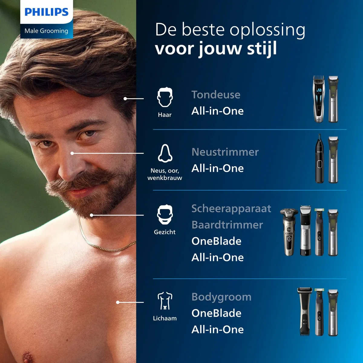 Philips All-in-One Series 9000 MG9540/15 Multigroom - 13-in-1 - Donkergrijs