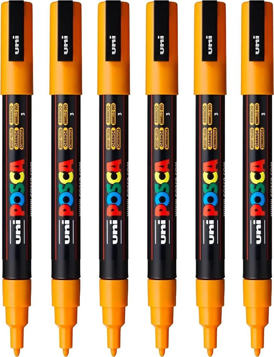 Posca PC-3M Fine Tip Verfstiften - Oranje - 6 Stuks
