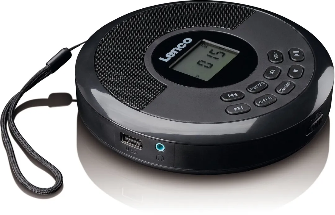 Lenco CD-340BK Discman - Draagbare CD en MP3-speler met Bluetooth (In/Out) en ingebouwde Speakers - Anti Shock - Zwart
