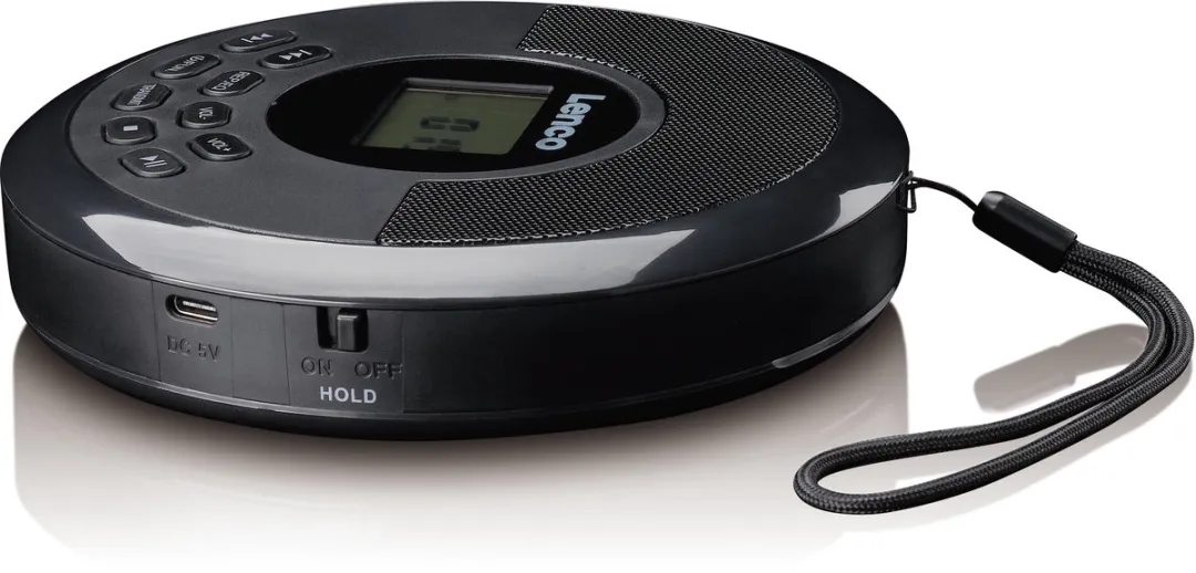 Lenco CD-340BK Discman - Draagbare CD en MP3-speler met Bluetooth (In/Out) en ingebouwde Speakers - Anti Shock - Zwart