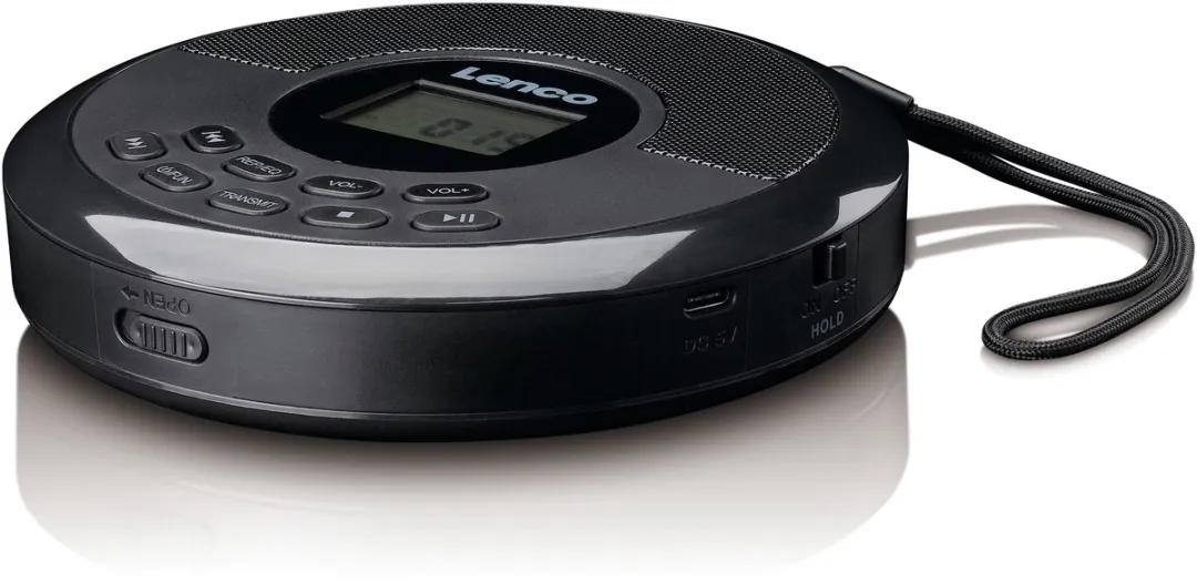 Lenco CD-340BK Discman - Draagbare CD en MP3-speler met Bluetooth (In/Out) en ingebouwde Speakers - Anti Shock - Zwart