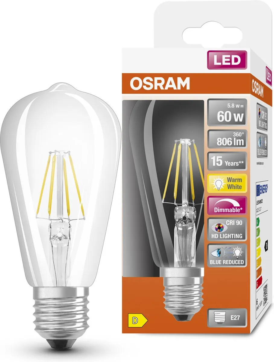 Osram Superstar LED Lamp E27 5.8W 73lm Warm Wit - CRI90