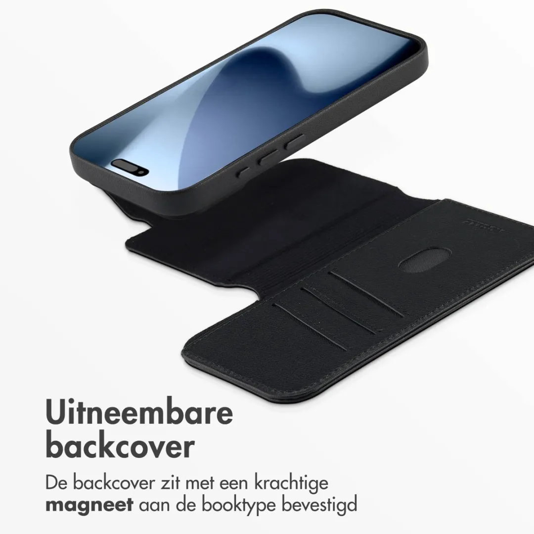 Accezz Hoesje iPhone 17 Pro - Leather Bookcase 2-in-1 - 3 Pasjes - Zwart