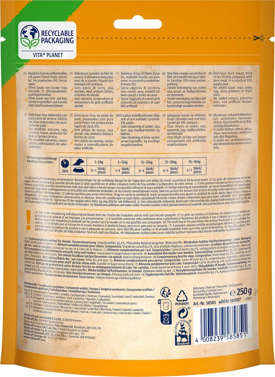 Vitakraft Pure Duck XXL Eendenvleesstrips 250g