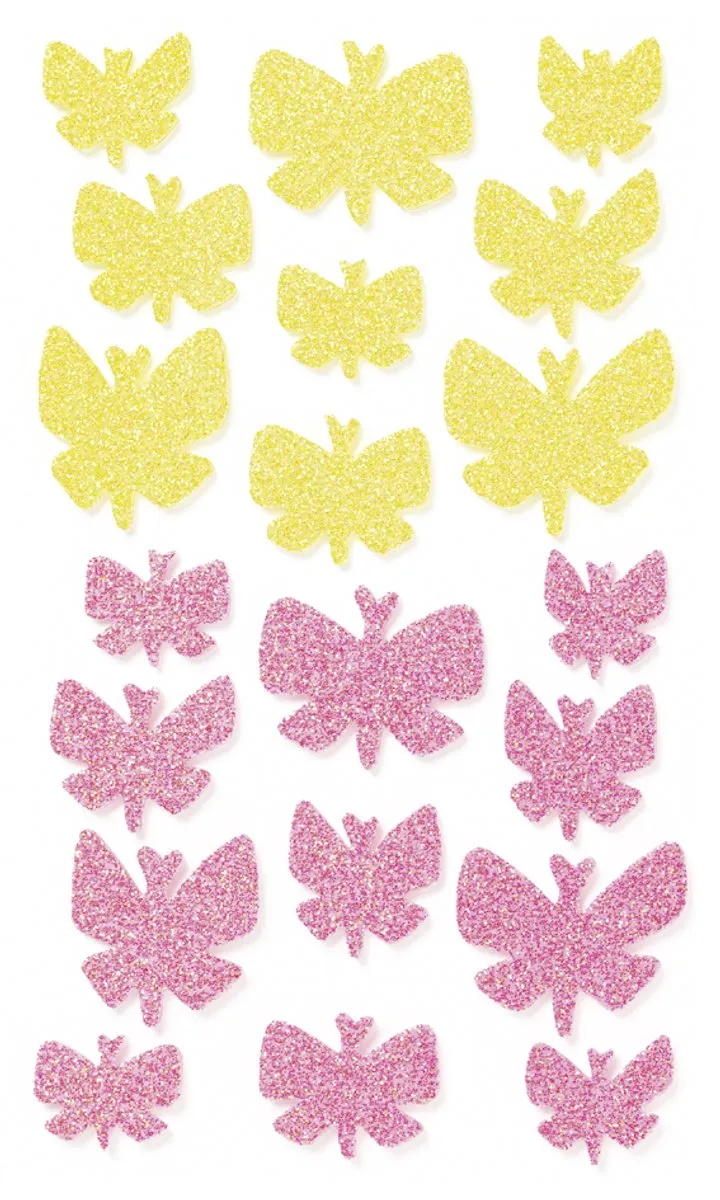 Folia Glitter Stickers Vlinders - 40 Stuks - 4 Kleuren