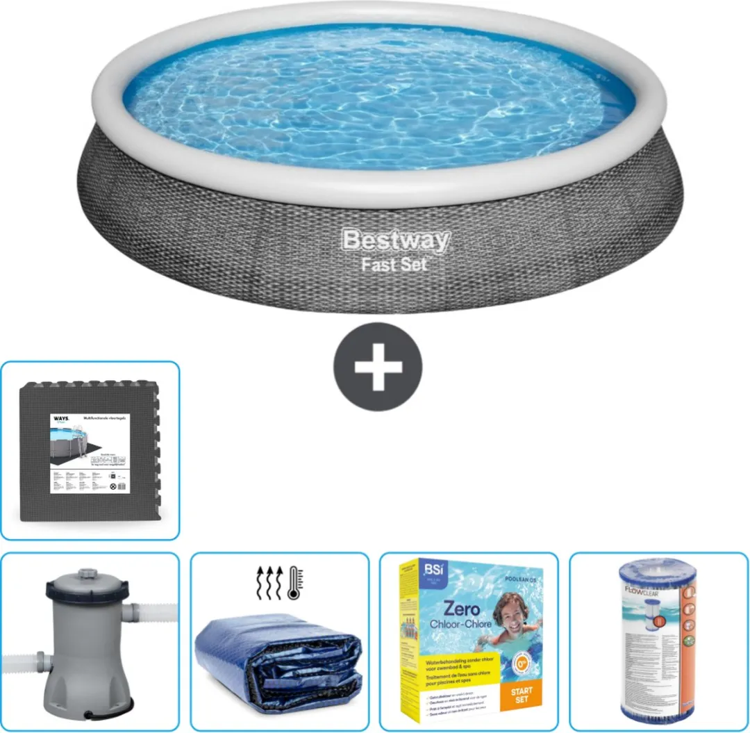 Bestway Fast Set Zwembad 396x84cm - Rotanprint - Grijs