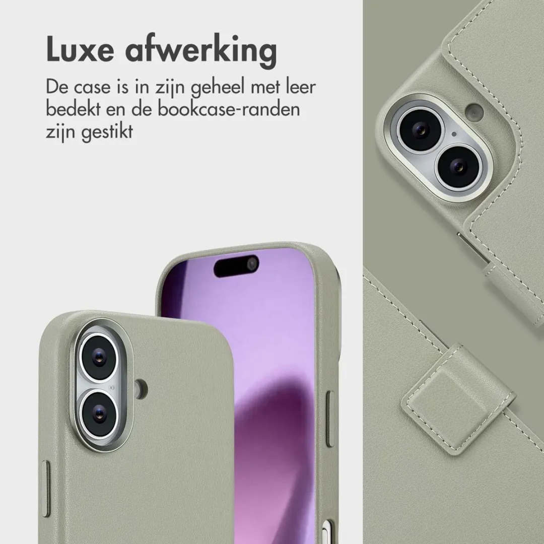 Accezz iPhone 17 Leather Bookcase Hoesje 3 Pasjes - Grijs