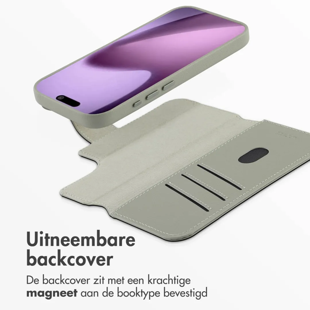 Accezz iPhone 17 Leather Bookcase Hoesje 3 Pasjes - Grijs