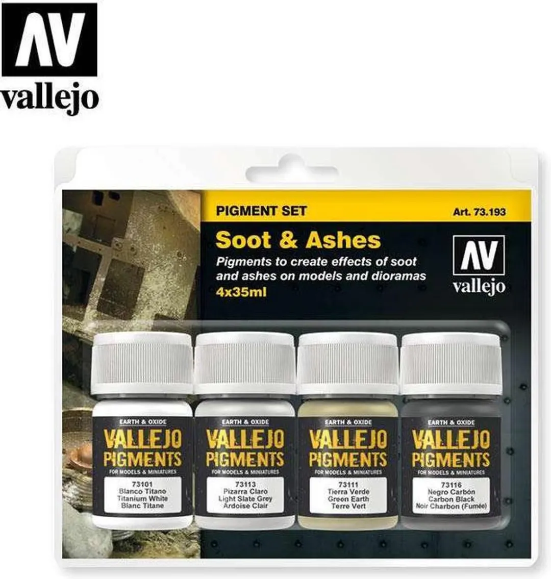 Vallejo Soot & Ashes Pigment Set 4 Kleuren