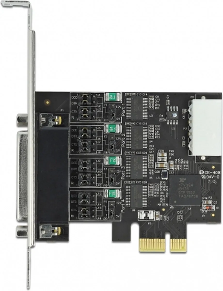 Delock PCIe Kaart 4x RS-232 - 5V/12V Voeding