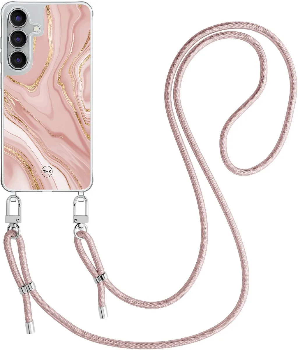 Casevibes S25 FE Telefoonhoesje - Roze Marble - Crossbody