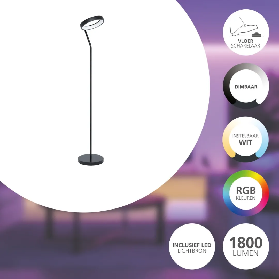 EGLO connect.z Marghera-Z Smart Vloerlamp 169cm - Zwart/Wit