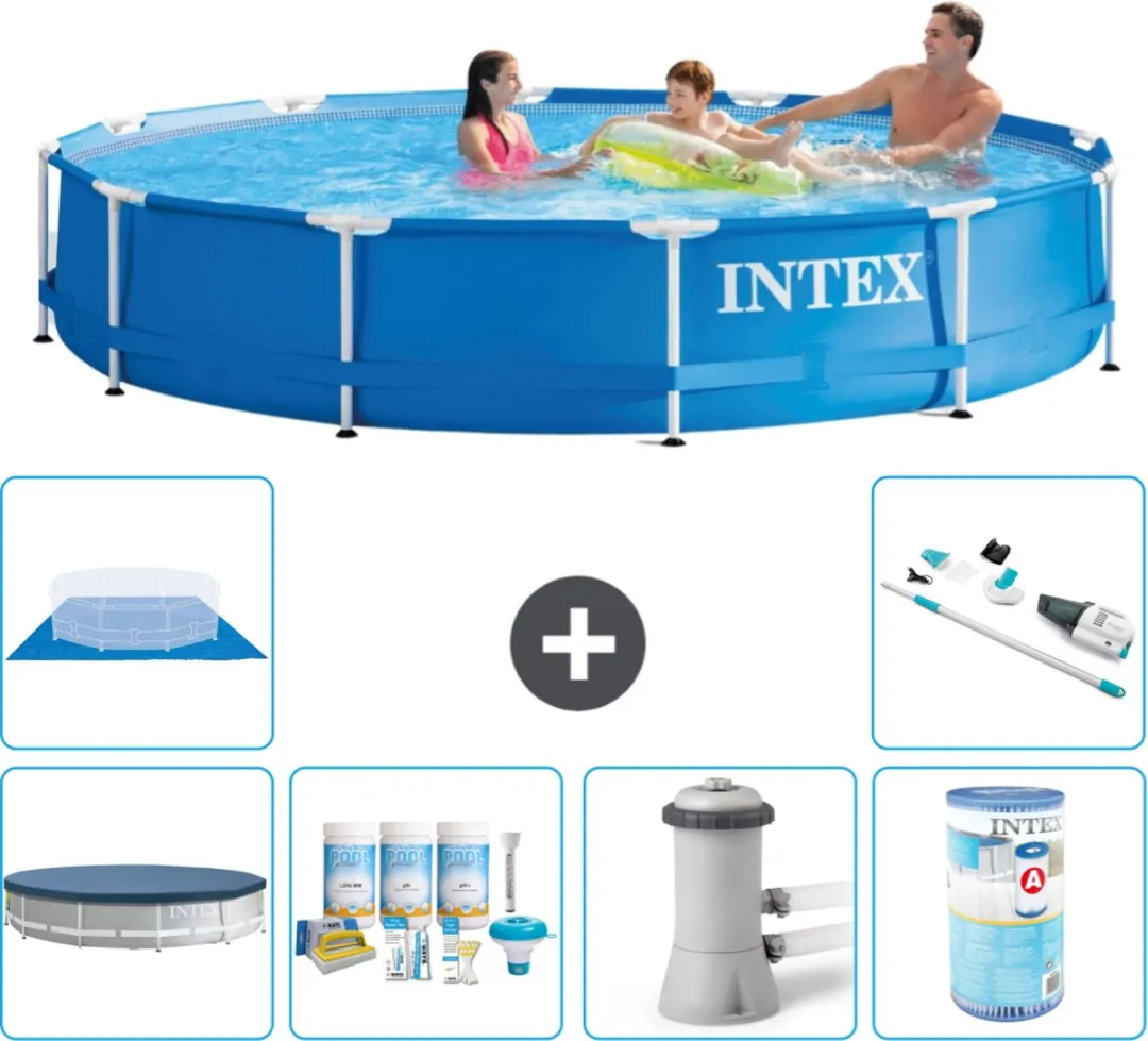 Intex 28210NP-Blauw Rond Frame Zwembad 366x76cm - Blauw