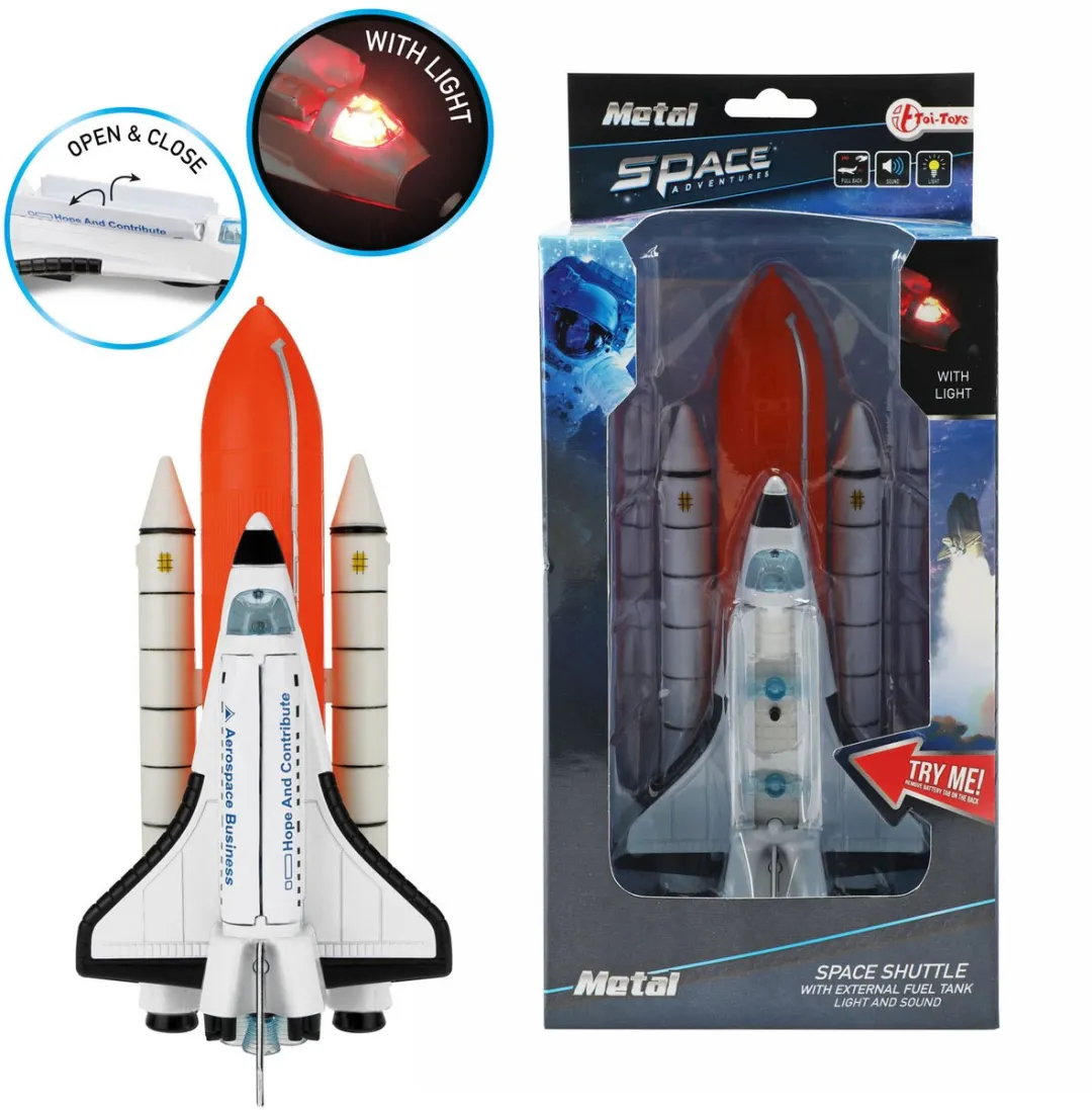 Toi-Toys Space Shuttle 12052A - Licht & Geluid - 20cm - Wit/ Oranje