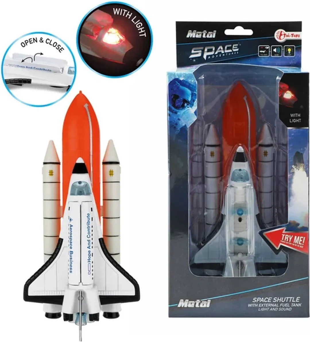 Toi-Toys Space Shuttle 12052A - Licht & Geluid - 20cm - Wit/ Oranje