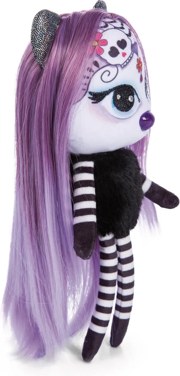 Nici Pixidoos Knuffelpop 20cm - Zwart/Paars